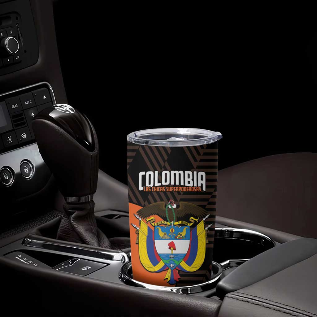 Custom Colombia Football Tumbler Cup 2025 Las Chicas Superpoderosas - Black Version - Wonder Print Shop