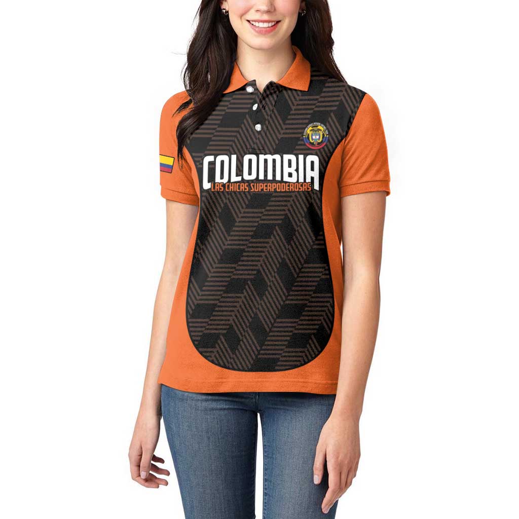 Custom Colombia Football Women Polo Shirt 2025 Las Chicas Superpoderosas - Black Version - Wonder Print Shop