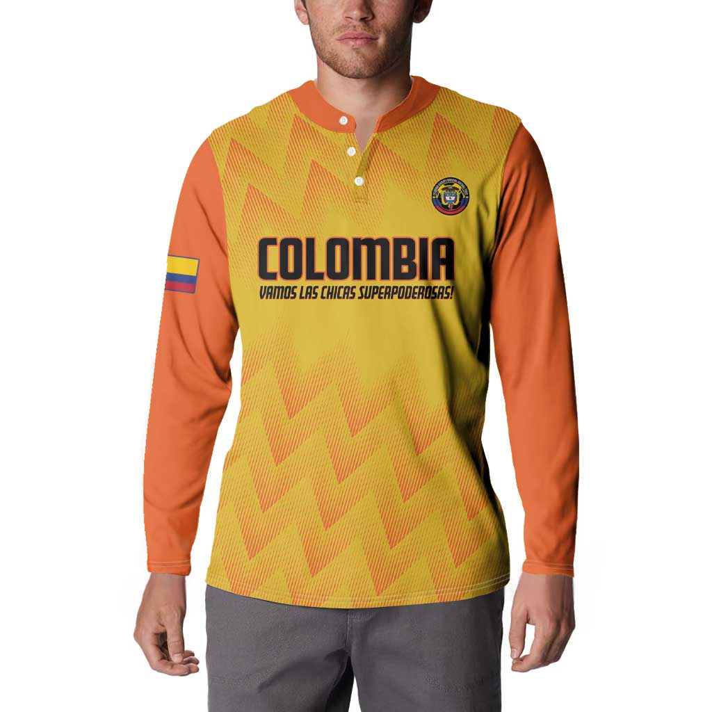 Custom Colombia Football Button Sweatshirt 2025 Las Chicas Superpoderosas - Yellow Version - Wonder Print Shop