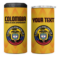 Custom Colombia Football 4 in 1 Can Cooler Tumbler 2025 Las Chicas Superpoderosas - Yellow Version - Wonder Print Shop