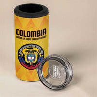 Custom Colombia Football 4 in 1 Can Cooler Tumbler 2025 Las Chicas Superpoderosas - Yellow Version - Wonder Print Shop