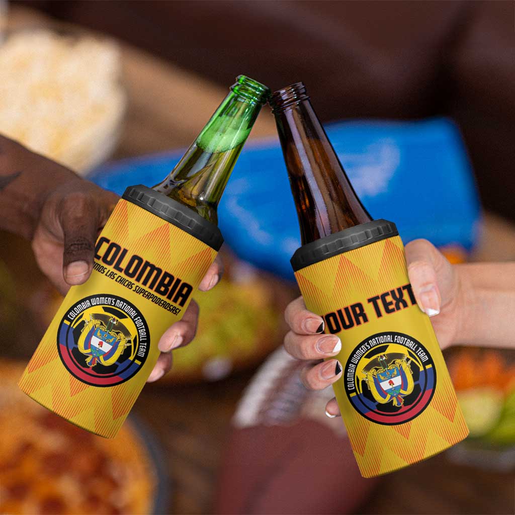 Custom Colombia Football 4 in 1 Can Cooler Tumbler 2025 Las Chicas Superpoderosas - Yellow Version - Wonder Print Shop