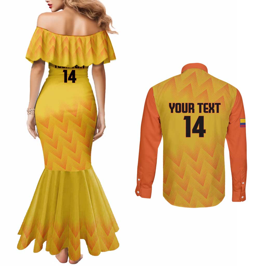 Custom Colombia Football Couples Matching Mermaid Dress and Long Sleeve Button Shirt 2025 Las Chicas Superpoderosas - Yellow Version