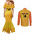 Custom Colombia Football Couples Matching Mermaid Dress and Long Sleeve Button Shirt 2025 Las Chicas Superpoderosas - Yellow Version