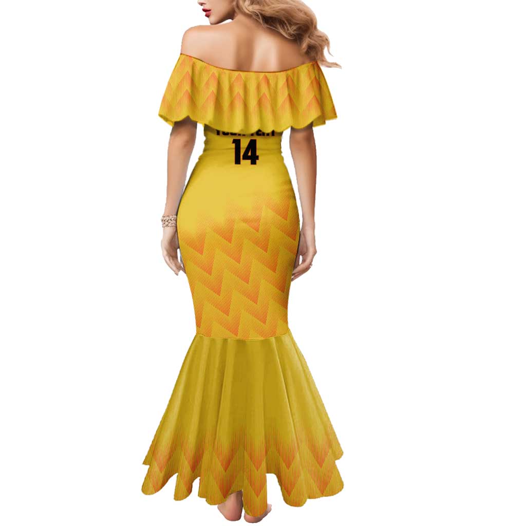 Custom Colombia Football Family Matching Mermaid Dress and Hawaiian Shirt 2025 Las Chicas Superpoderosas - Yellow Version - Wonder Print Shop