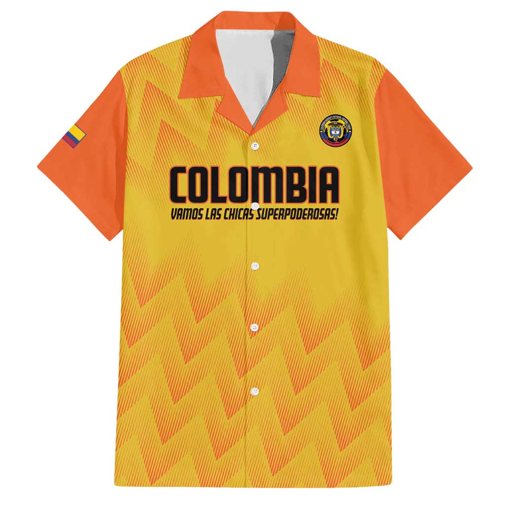 Custom Colombia Football Family Matching Short Sleeve Bodycon Dress and Hawaiian Shirt 2025 Las Chicas Superpoderosas - Yellow Version - Wonder Print Shop