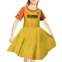 Custom Colombia Football Kid Short Sleeve Dress 2025 Las Chicas Superpoderosas - Yellow Version - Wonder Print Shop