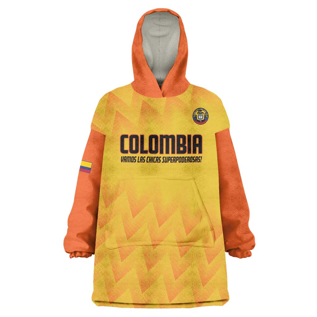 Custom Colombia Football Wearable Blanket Hoodie 2025 Las Chicas Superpoderosas - Yellow Version - Wonder Print Shop