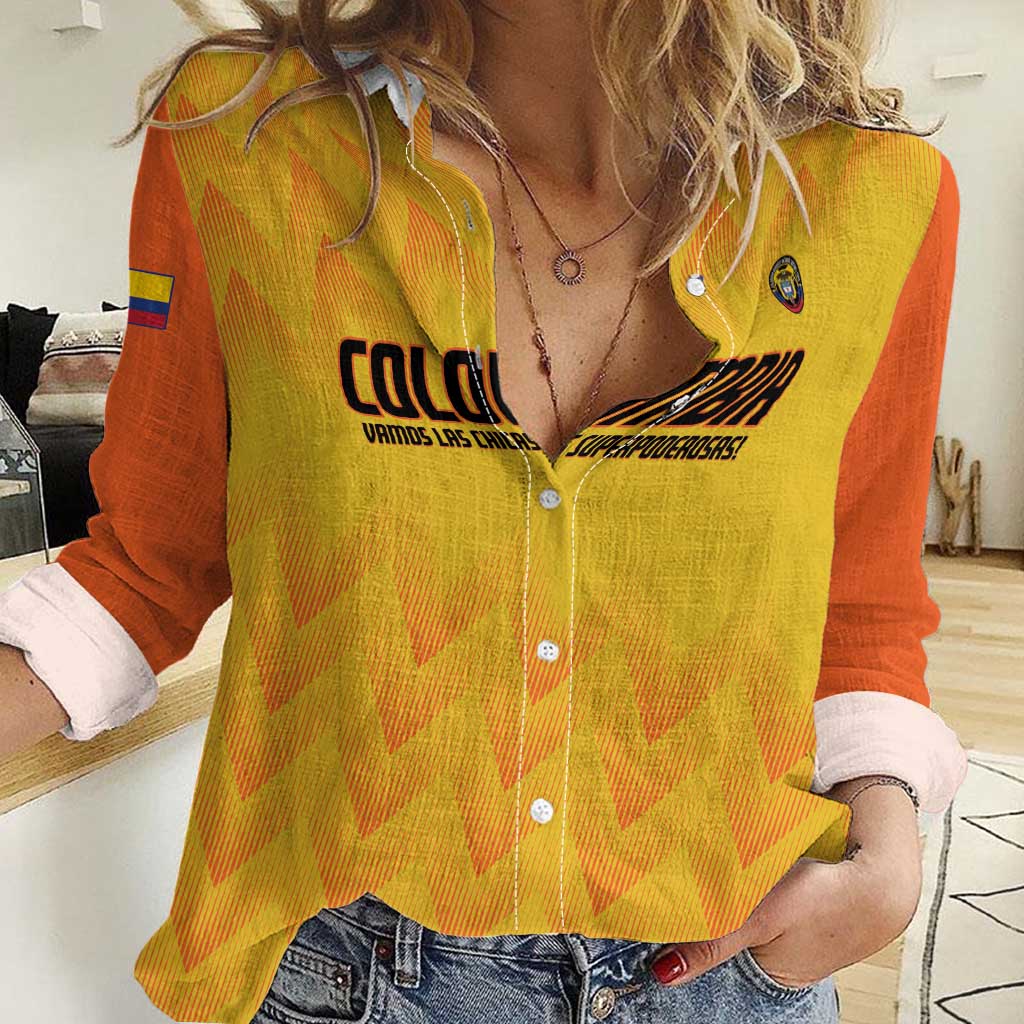 Custom Colombia Football Women Casual Shirt 2025 Las Chicas Superpoderosas - Yellow Version - Wonder Print Shop