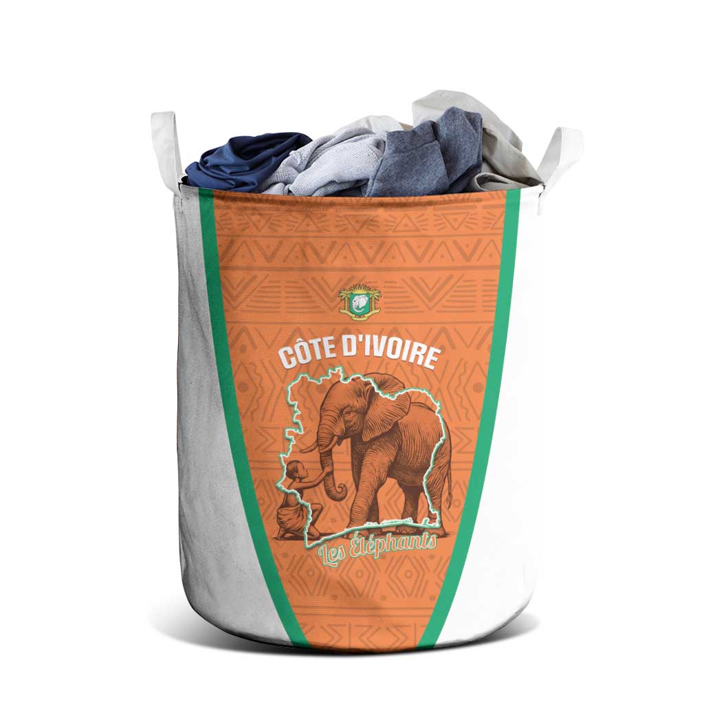 Ivory Coast Football Laundry Basket 2026 Cote d'Ivoire Les Elephants Orange Version - Wonder Print Shop