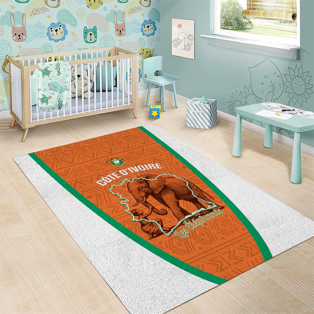 Ivory Coast Football Area Rug 2026 Cote d'Ivoire Les Elephants Orange Version - Wonder Print Shop