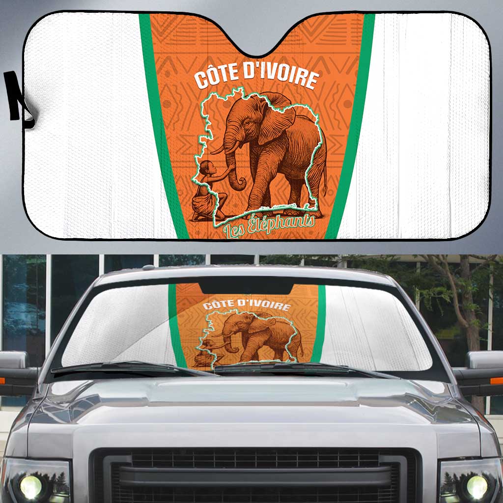 Ivory Coast Football Auto Sun Shade 2026 Cote d'Ivoire Les Elephants Orange Version - Wonder Print Shop