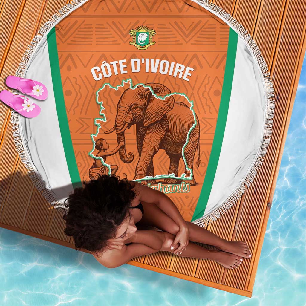 Ivory Coast Football Beach Blanket 2026 Cote d'Ivoire Les Elephants Orange Version - Wonder Print Shop