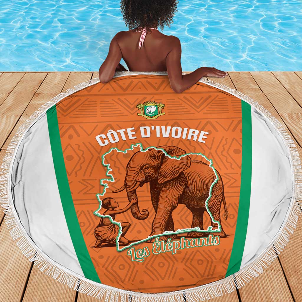 Ivory Coast Football Beach Blanket 2026 Cote d'Ivoire Les Elephants Orange Version - Wonder Print Shop