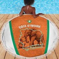 Ivory Coast Football Beach Blanket 2026 Cote d'Ivoire Les Elephants Orange Version - Wonder Print Shop