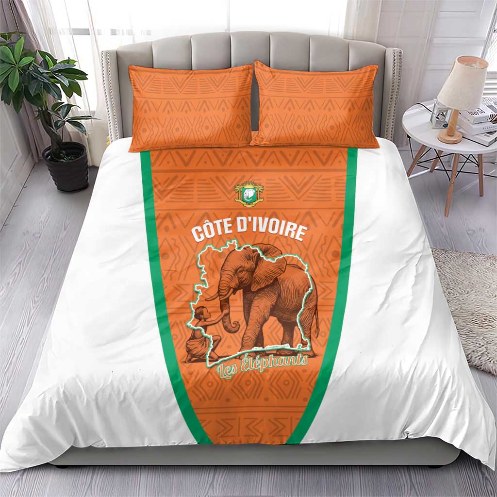 Ivory Coast Football Bedding Set 2026 Cote d'Ivoire Les Elephants Orange Version - Wonder Print Shop