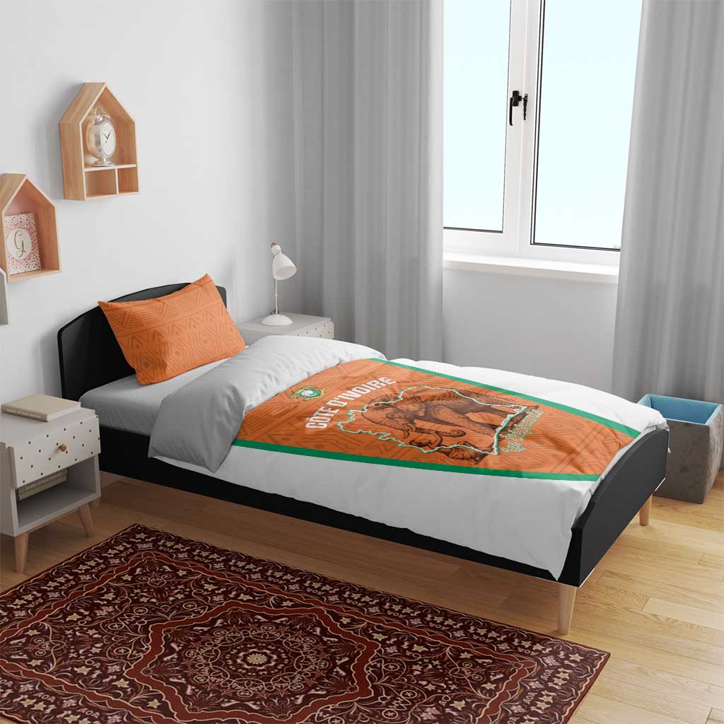 Ivory Coast Football Bedding Set 2026 Cote d'Ivoire Les Elephants Orange Version - Wonder Print Shop
