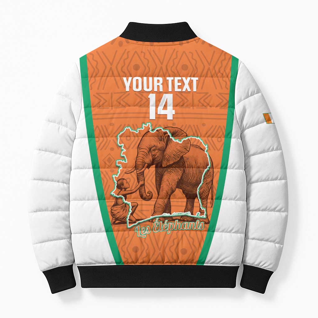 Custom Ivory Coast Football Bomber Puffer Jacket 2026 Cote d'Ivoire Les Elephants Orange Version - Wonder Print Shop