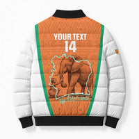 Custom Ivory Coast Football Bomber Puffer Jacket 2026 Cote d'Ivoire Les Elephants Orange Version - Wonder Print Shop