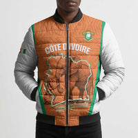 Custom Ivory Coast Football Bomber Puffer Jacket 2026 Cote d'Ivoire Les Elephants Orange Version - Wonder Print Shop