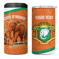 Custom Ivory Coast Football 4 in 1 Can Cooler Tumbler 2026 Cote d'Ivoire Les Elephants Orange Version - Wonder Print Shop