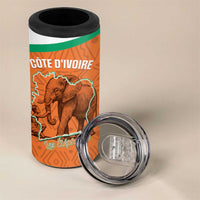 Custom Ivory Coast Football 4 in 1 Can Cooler Tumbler 2026 Cote d'Ivoire Les Elephants Orange Version - Wonder Print Shop