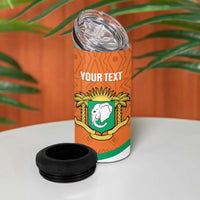Custom Ivory Coast Football 4 in 1 Can Cooler Tumbler 2026 Cote d'Ivoire Les Elephants Orange Version - Wonder Print Shop