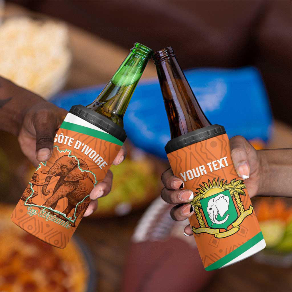 Custom Ivory Coast Football 4 in 1 Can Cooler Tumbler 2026 Cote d'Ivoire Les Elephants Orange Version - Wonder Print Shop