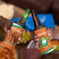 Custom Ivory Coast Football 4 in 1 Can Cooler Tumbler 2026 Cote d'Ivoire Les Elephants Orange Version - Wonder Print Shop