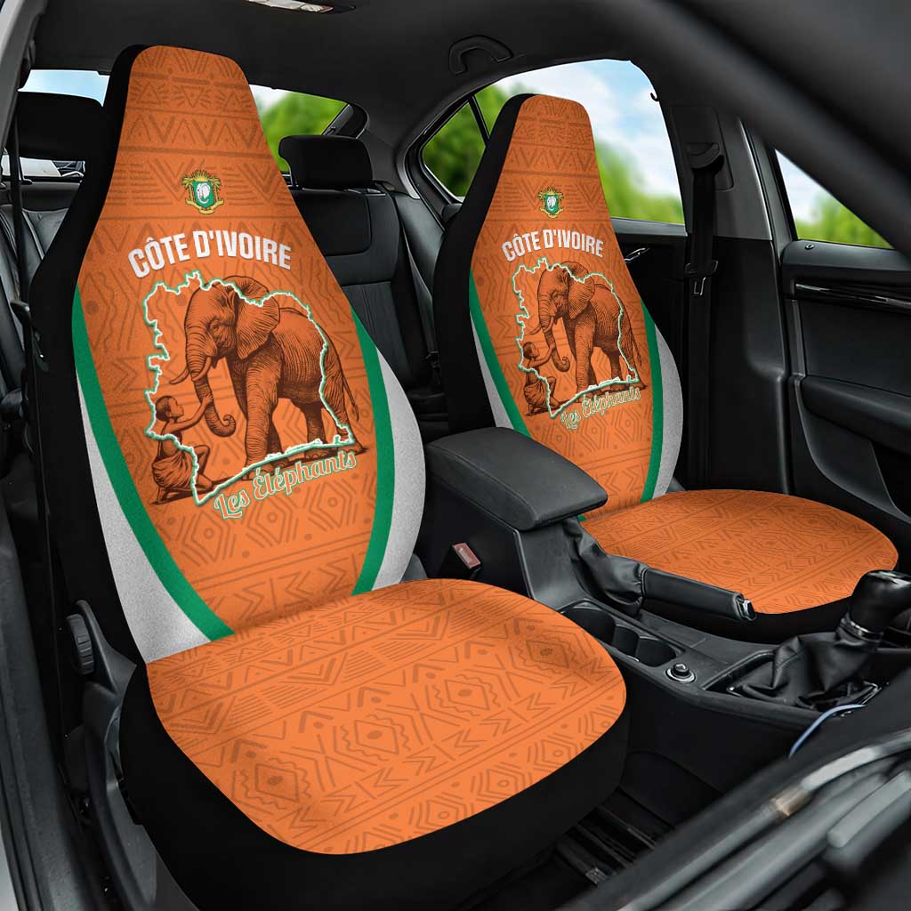 Ivory Coast Football Car Seat Cover 2026 Cote d'Ivoire Les Elephants Orange Version - Wonder Print Shop