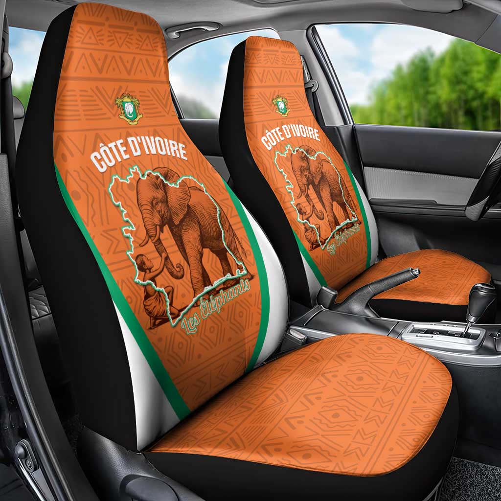 Ivory Coast Football Car Seat Cover 2026 Cote d'Ivoire Les Elephants Orange Version - Wonder Print Shop