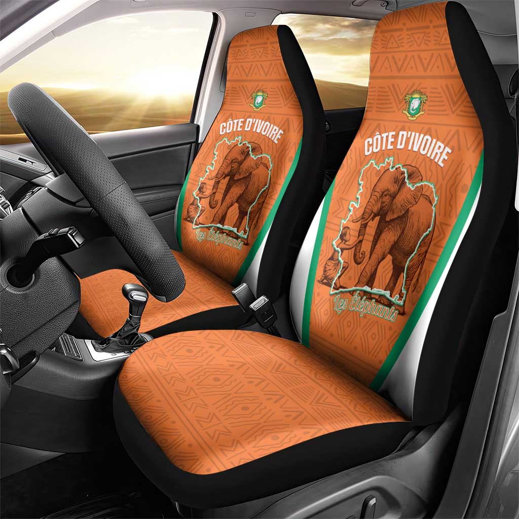 Ivory Coast Football Car Seat Cover 2026 Cote d'Ivoire Les Elephants Orange Version - Wonder Print Shop