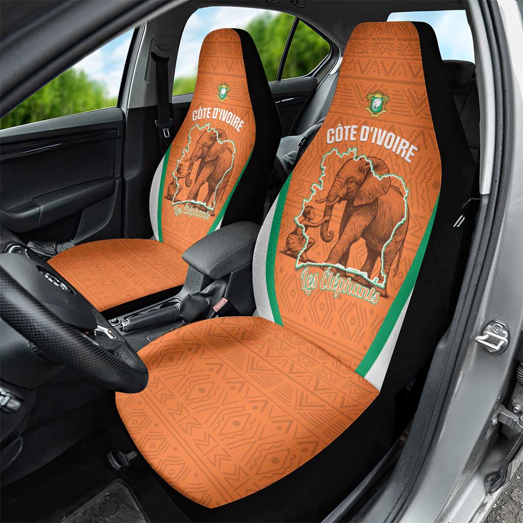 Ivory Coast Football Car Seat Cover 2026 Cote d'Ivoire Les Elephants Orange Version - Wonder Print Shop