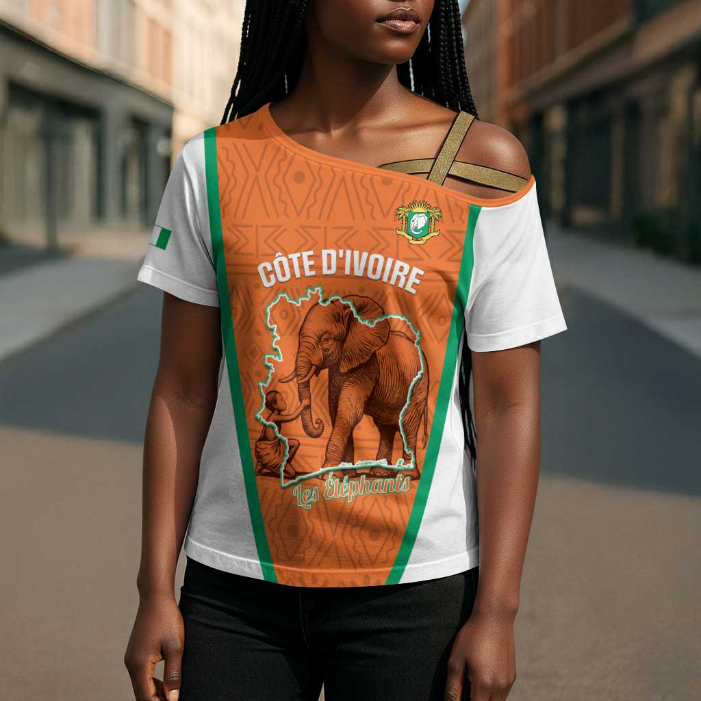 Custom Ivory Coast Football Cross Shoulder Shirt 2026 Cote d'Ivoire Les Elephants Orange Version - Wonder Print Shop