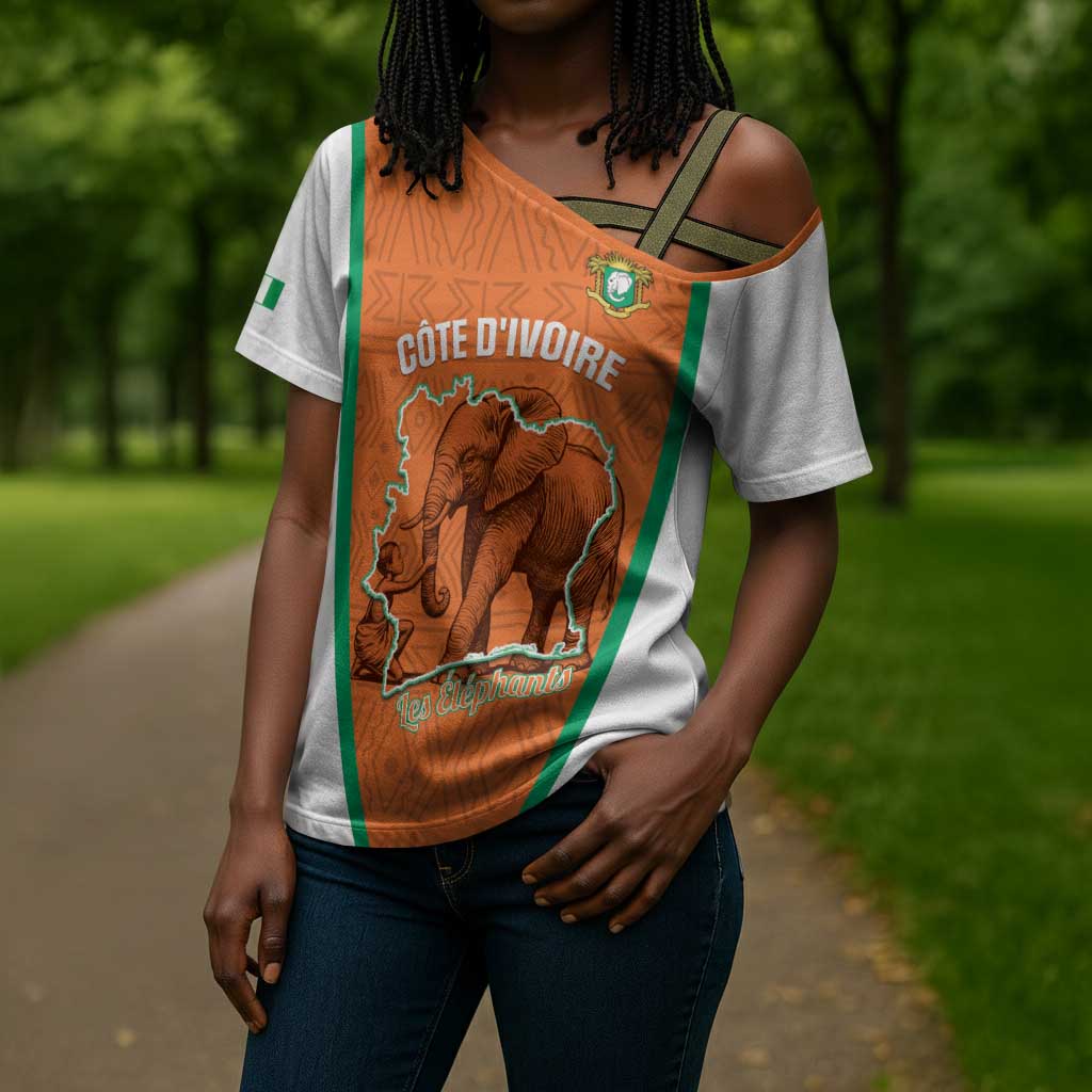 Custom Ivory Coast Football Cross Shoulder Shirt 2026 Cote d'Ivoire Les Elephants Orange Version - Wonder Print Shop