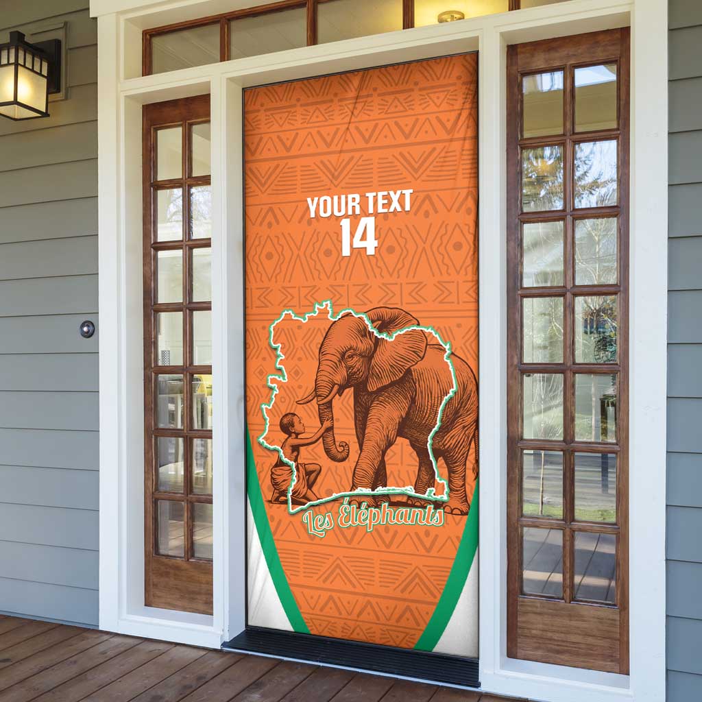 Custom Ivory Coast Football Door Cover 2026 Cote d'Ivoire Les Elephants Orange Version - Wonder Print Shop