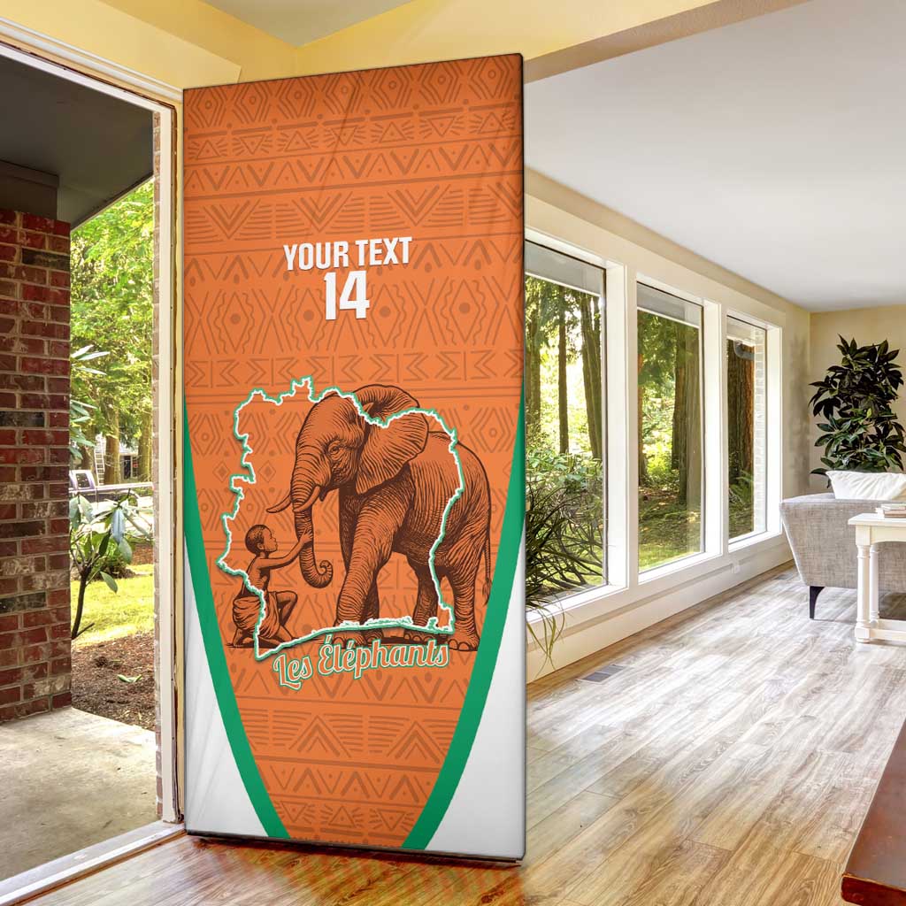 Custom Ivory Coast Football Door Cover 2026 Cote d'Ivoire Les Elephants Orange Version - Wonder Print Shop