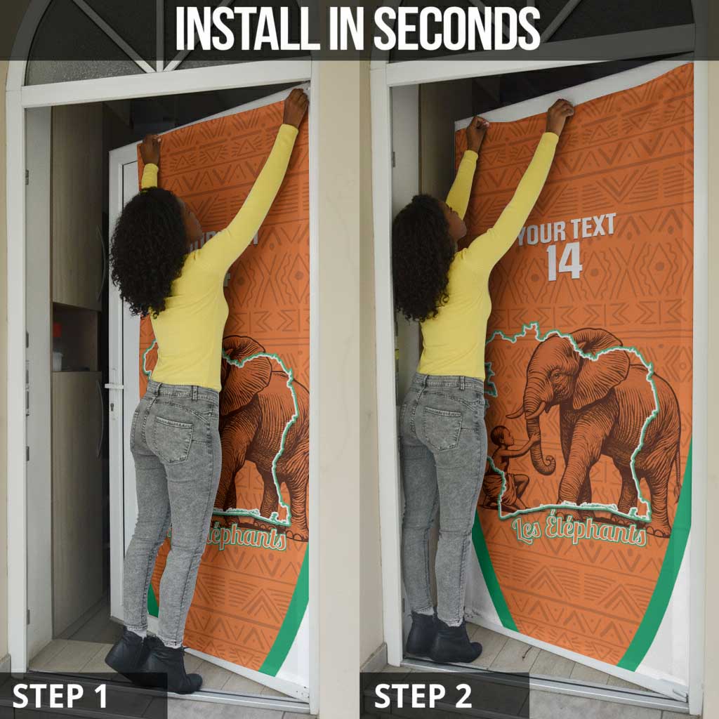 Custom Ivory Coast Football Door Cover 2026 Cote d'Ivoire Les Elephants Orange Version - Wonder Print Shop