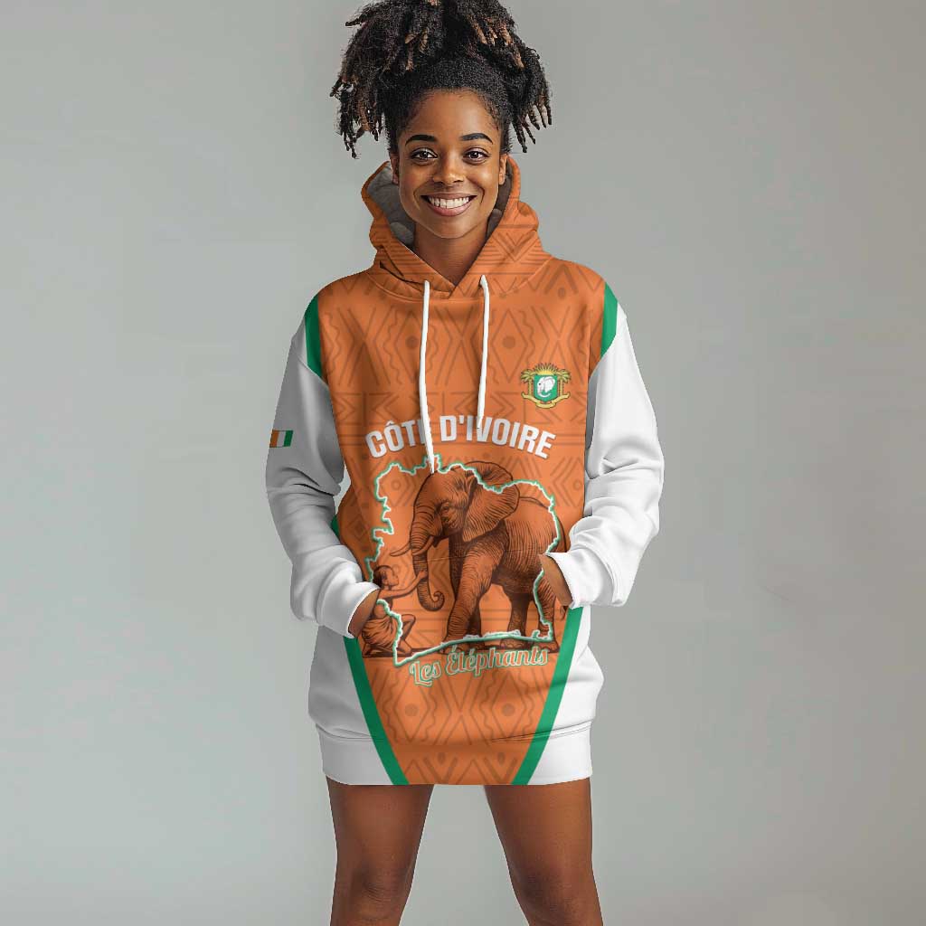Custom Ivory Coast Football Hoodie Dress 2026 Cote d'Ivoire Les Elephants Orange Version - Wonder Print Shop