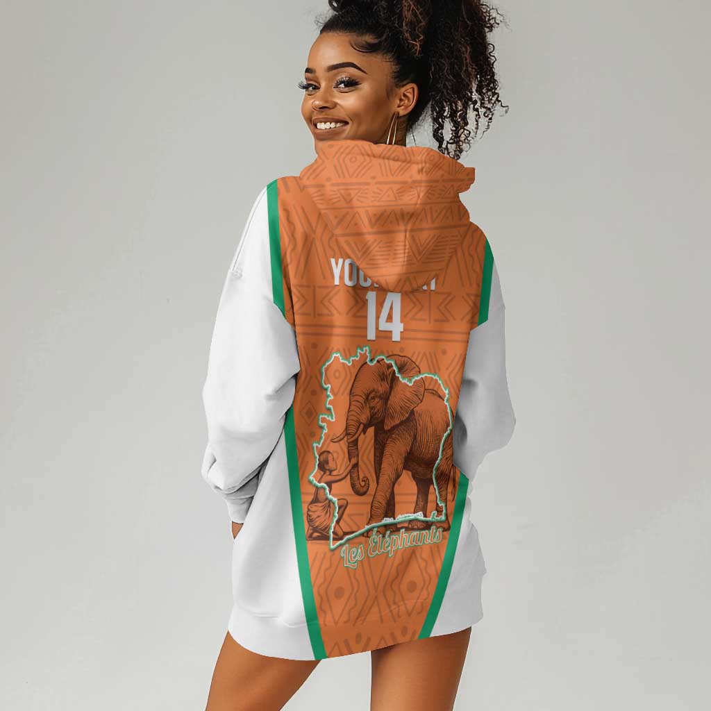 Custom Ivory Coast Football Hoodie Dress 2026 Cote d'Ivoire Les Elephants Orange Version - Wonder Print Shop