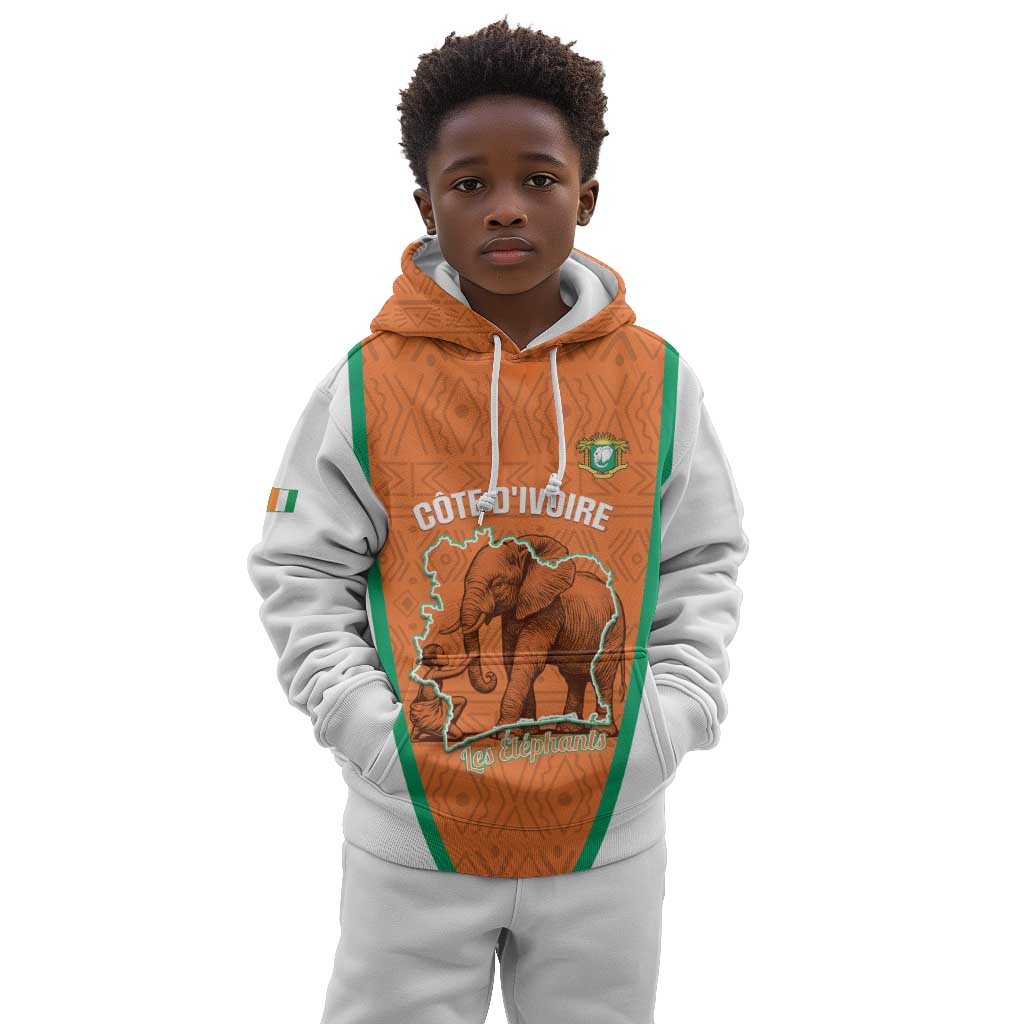 Custom Ivory Coast Football Kid Hoodie 2026 Cote d'Ivoire Les Elephants Orange Version - Wonder Print Shop