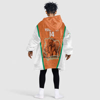 Custom Ivory Coast Football Kid Wearable Blanket Hoodie 2026 Cote d'Ivoire Les Elephants Orange Version - Wonder Print Shop