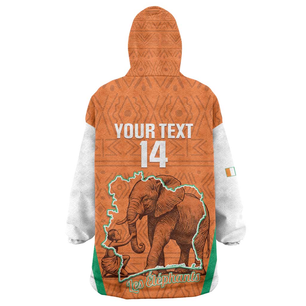 Custom Ivory Coast Football Kid Wearable Blanket Hoodie 2026 Cote d'Ivoire Les Elephants Orange Version - Wonder Print Shop