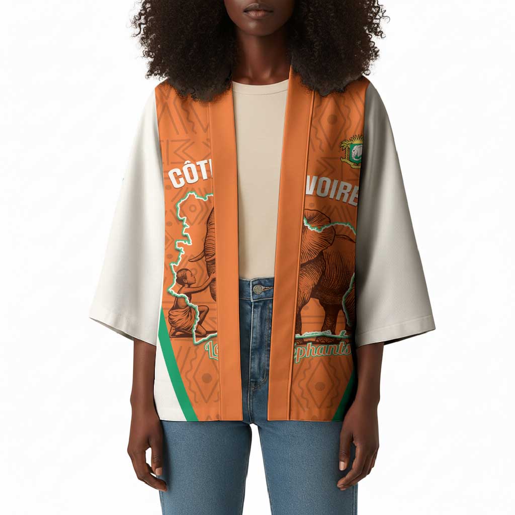 Custom Ivory Coast Football Kimono 2026 Cote d'Ivoire Les Elephants Orange Version - Wonder Print Shop
