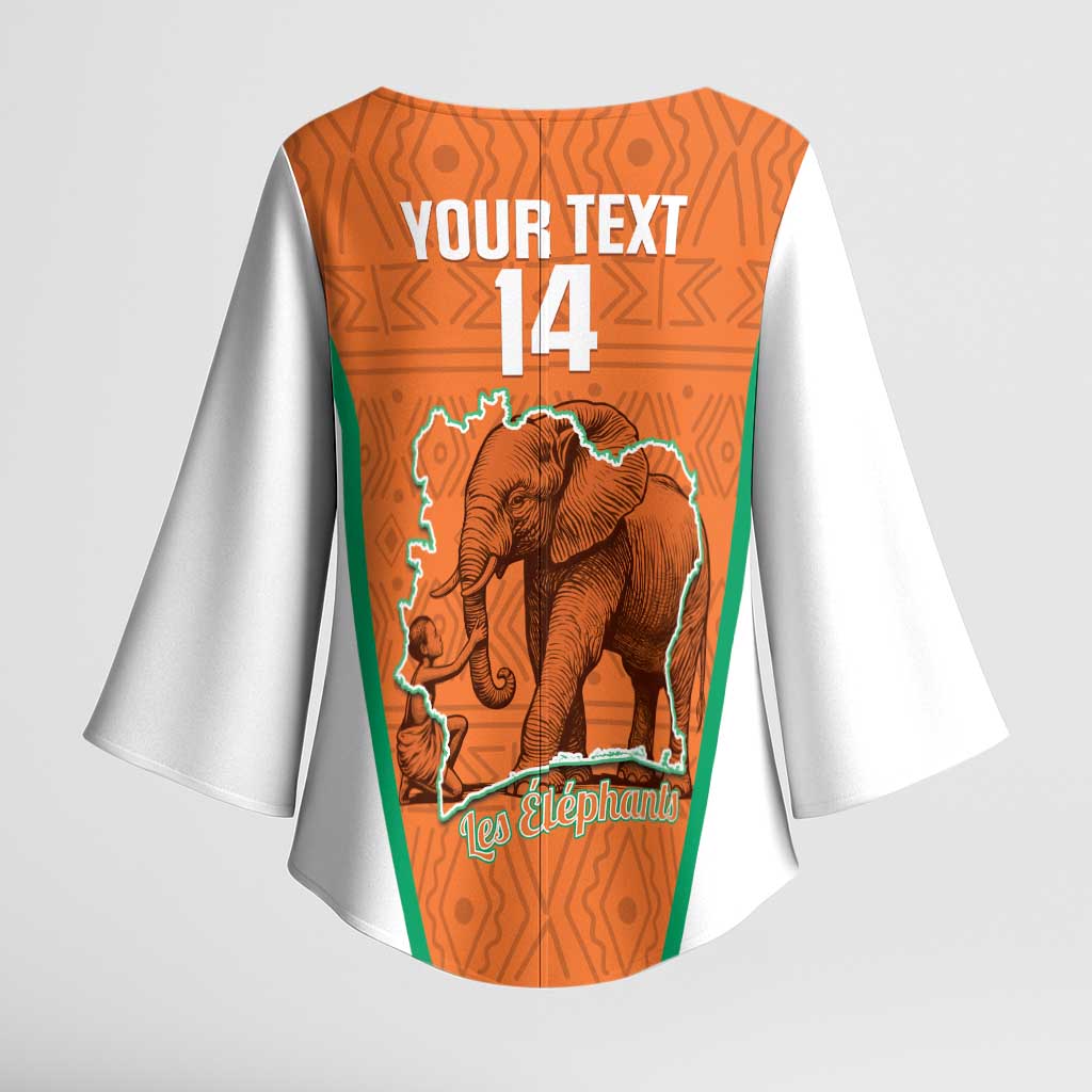 Custom Ivory Coast Football Kimono Sleeve Blouse 2026 Cote d'Ivoire Les Elephants Orange Version - Wonder Print Shop
