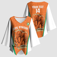 Custom Ivory Coast Football Kimono Sleeve Blouse 2026 Cote d'Ivoire Les Elephants Orange Version - Wonder Print Shop
