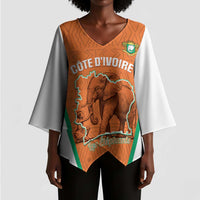 Custom Ivory Coast Football Kimono Sleeve Blouse 2026 Cote d'Ivoire Les Elephants Orange Version - Wonder Print Shop