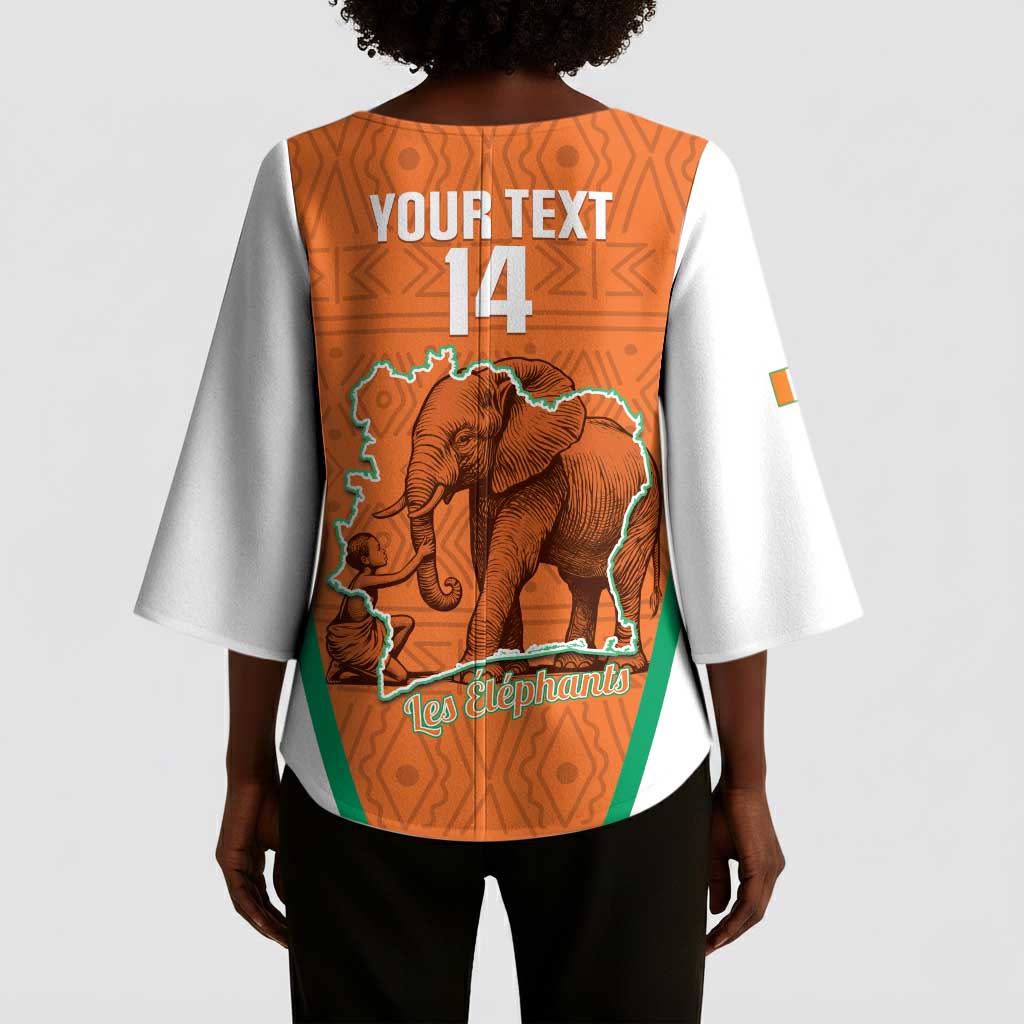 Custom Ivory Coast Football Kimono Sleeve Blouse 2026 Cote d'Ivoire Les Elephants Orange Version - Wonder Print Shop