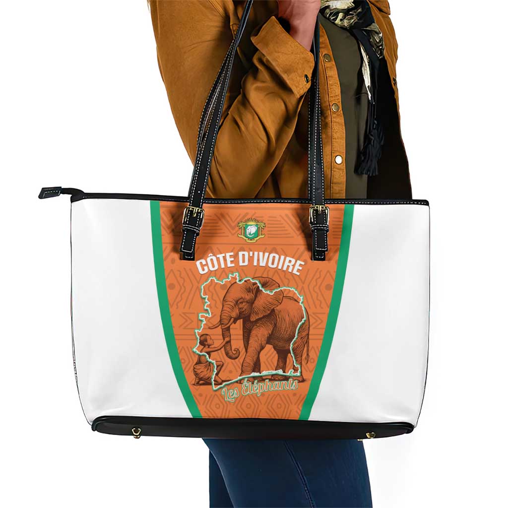Ivory Coast Football Leather Tote Bag 2026 Cote d'Ivoire Les Elephants Orange Version - Wonder Print Shop