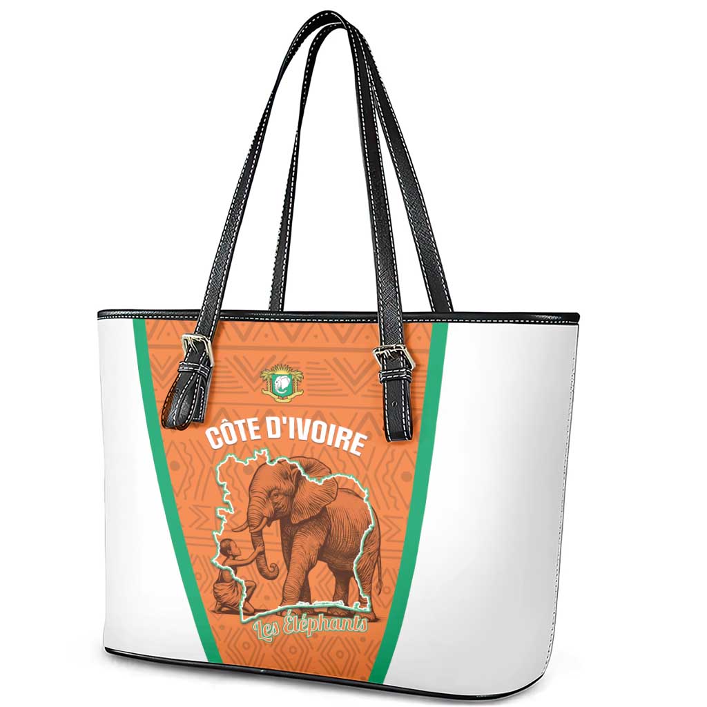 Ivory Coast Football Leather Tote Bag 2026 Cote d'Ivoire Les Elephants Orange Version - Wonder Print Shop